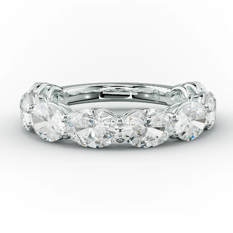 Statement Cocktail Ring-4.0 Carat East West Oval Cut Diamond Anniversary Band