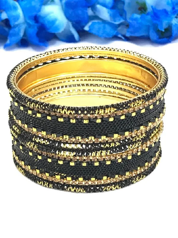 Gold Bangles with Rubies-Attractive Black Color Design Metal Bangles For Women