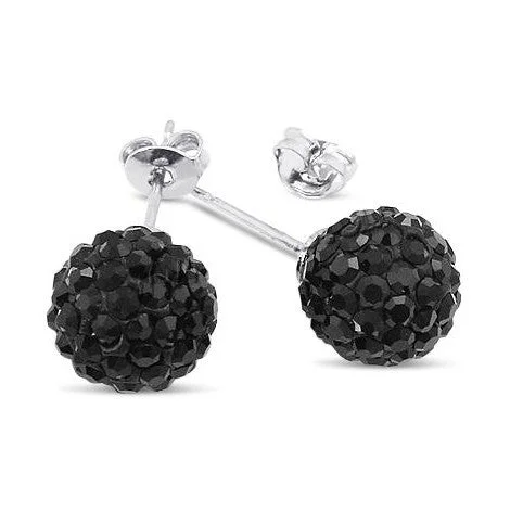 Chic Ear Cuffs-Copy of Sterling Silver 6mm each 925 Black Crystal CZ 2 Carat Total Weight Stud Earrings.