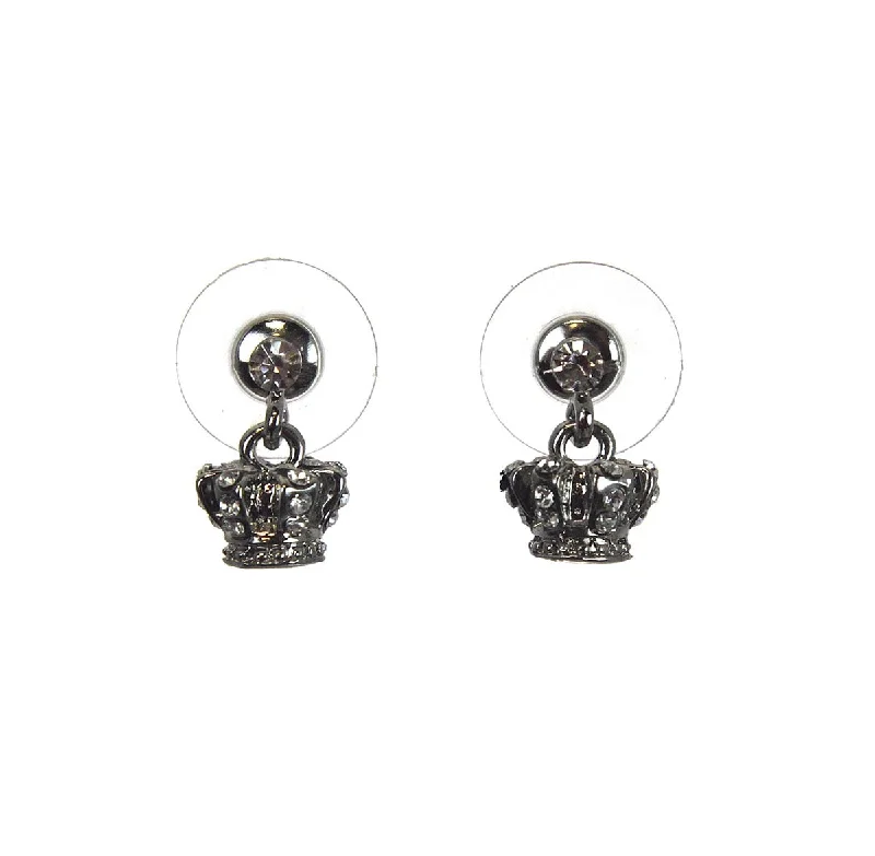 Large Silver Earrings-Crown Earrings Crystal Small