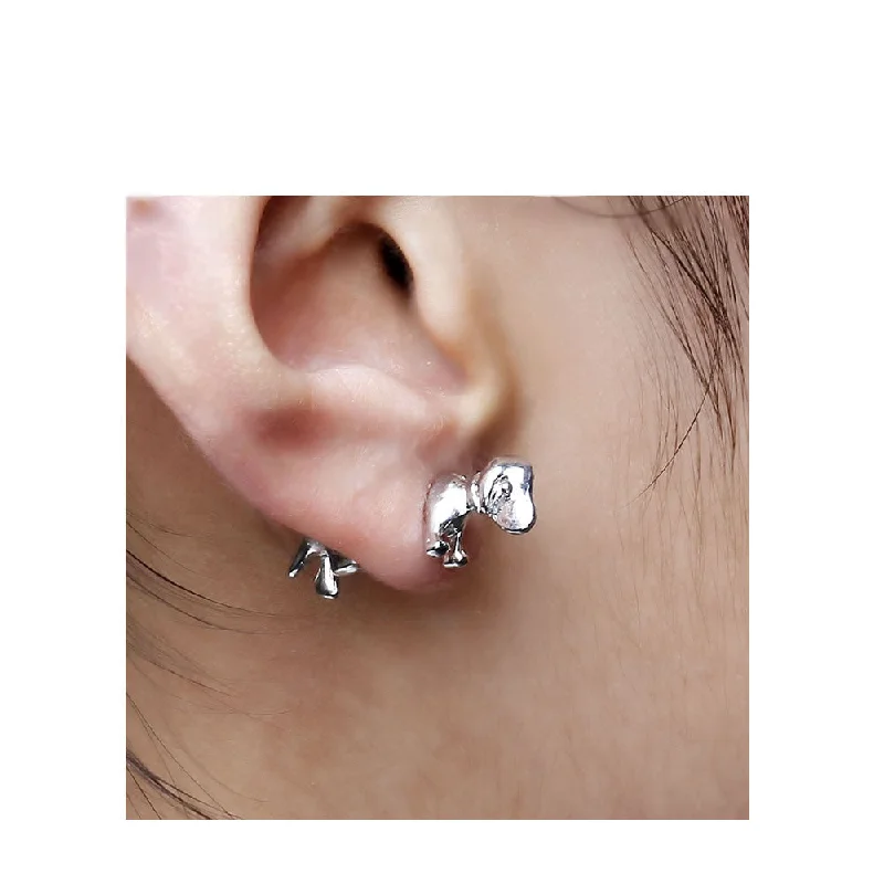 Earrings with Natural Stones-Sexy Sparkles 1 Pair 3D Double Sided Black Dog Ear Stud Earrings for Women