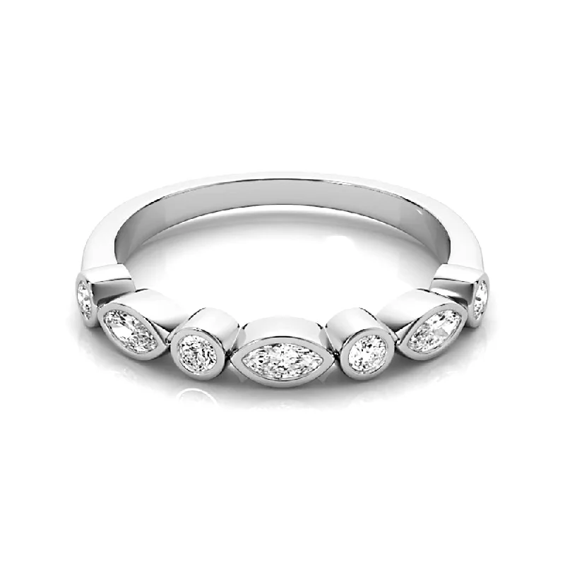 Fancy Diamond Ring-0.30 ct. Round And Marquise Diamond Wedding Ring