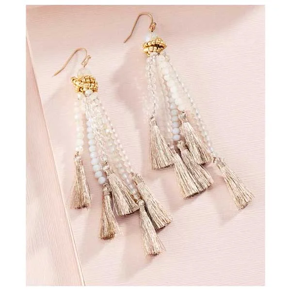 Lightweight Dangle Earrings-Charlie Paige Beaded Tassel Dangle Earrings