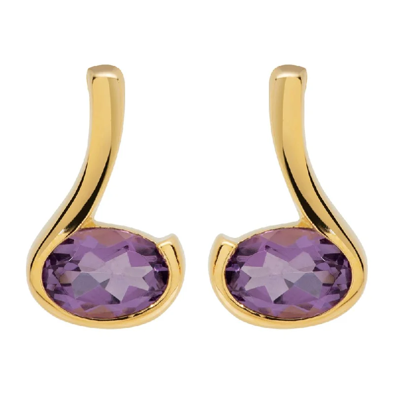 Geometric Drop Earrings-Unique & Co Gold Vermeil Amethyst Stud Earrings