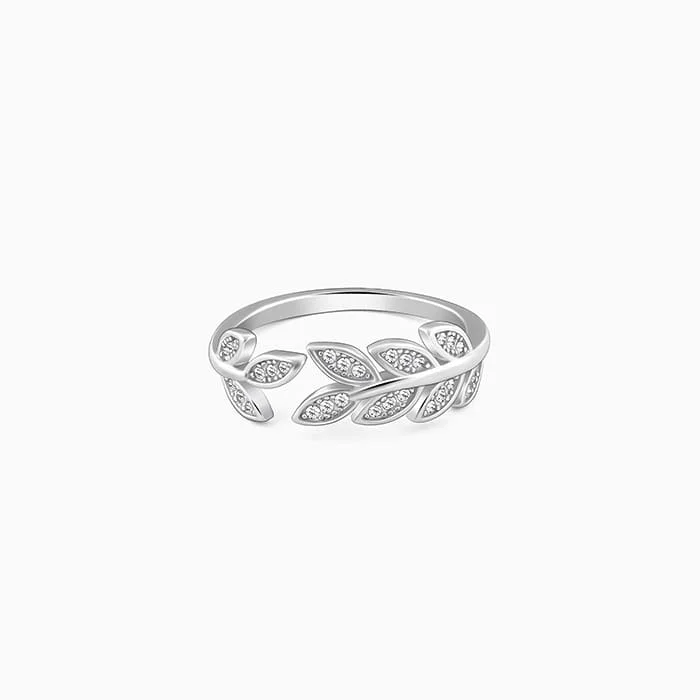 Gemstone Stacking Ring-Anushka Sharma Silver Zircon Leaf Ring