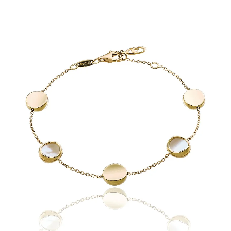 Silver Bangles Bracelets-Armillas Glow Ca Leido 18ct Yellow Gold Circle Pearl Bracelet