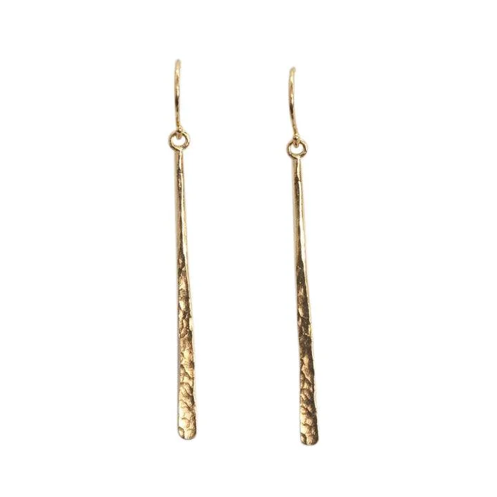 CZ Stud Earrings-Gold Vermeil Sterling Silver Stick Drop Earrings