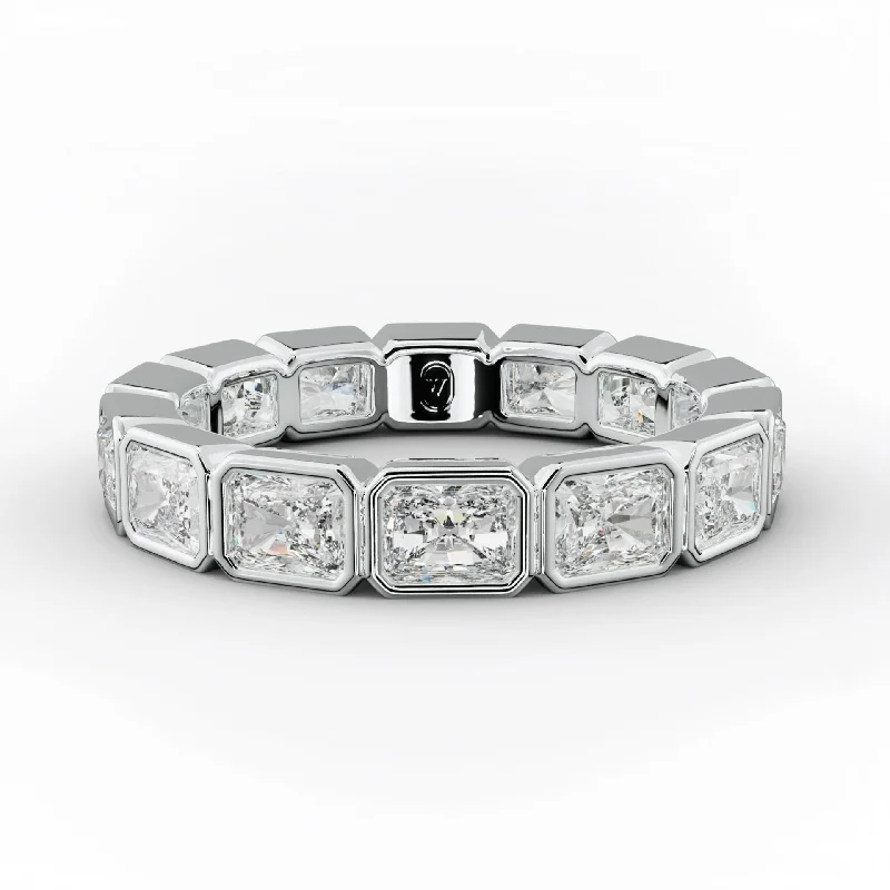 Wedding Engagement Ring Set-3.0 Carat East West Bezel Set Radiant Diamond Eternity Band