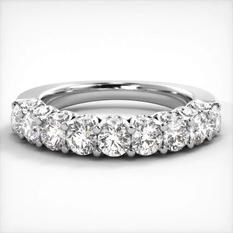 High-End Silver Ring-1.71 ct. Round Diamond Wedding Band