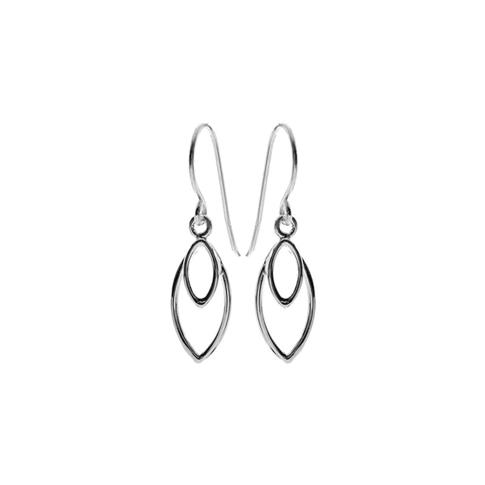 Silver Stud Earrings-Sterling Silver Double Elipse Wire Earrings