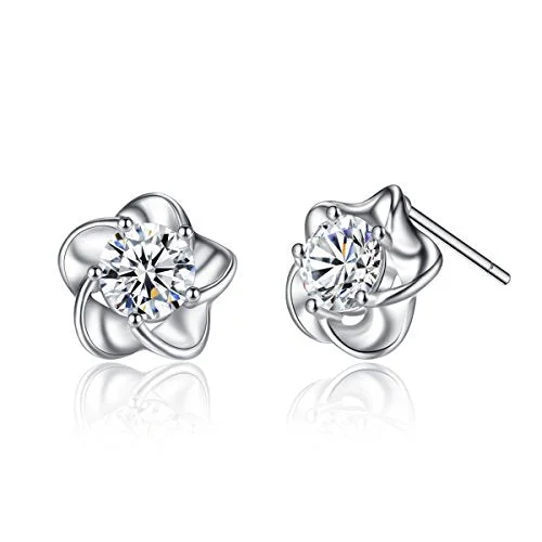 Abstract Art Earrings-Sexy Sparkles Ear Post Stud Earrings Cubic Zirconia Flower earrings jewelry for girls teens & women