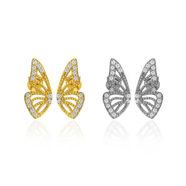 Nature-Inspired Gold Earrings-Butterfly Kisses Stud