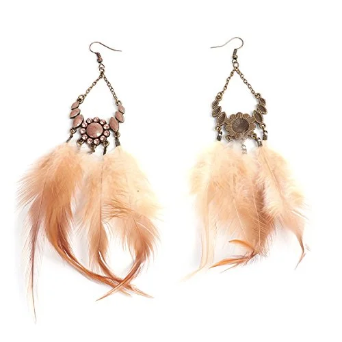 High-End Diamond Earrings-SEXY SPARKLES Dangling Genuine Natural long Hand Made Feathers Earrings for Women and Teen