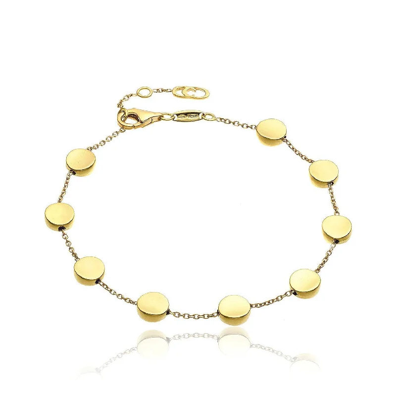 Gemstone Cuff Bracelets-Armillas Glow 18ct Yellow Gold Flat Medium Circle Bracelet