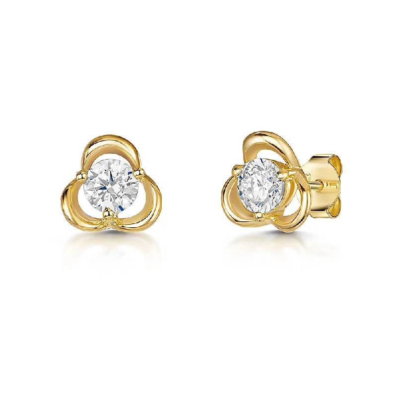 Handcrafted Hoop Earrings-Jools Gold Vermeil Cubic Zirconia Flower Stud Earrings