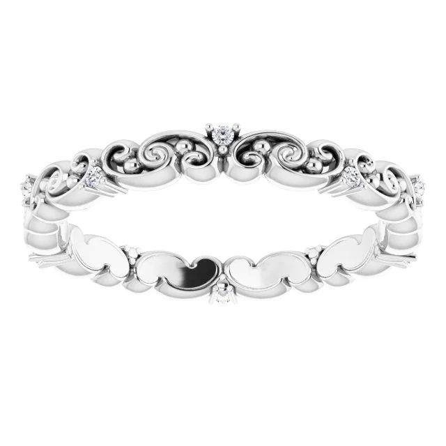 Large Statement Ring-Art Deco Style Stackable Diamond Eternity Band