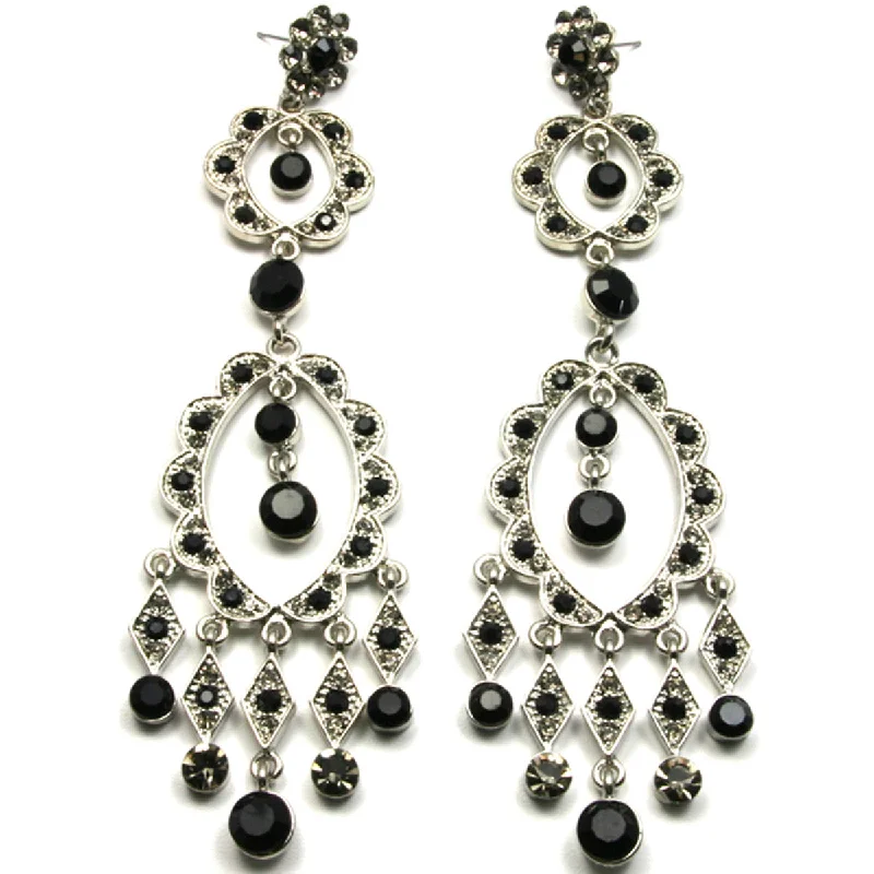 Swarovski Crystal Earrings-Chandelier Earrings Black