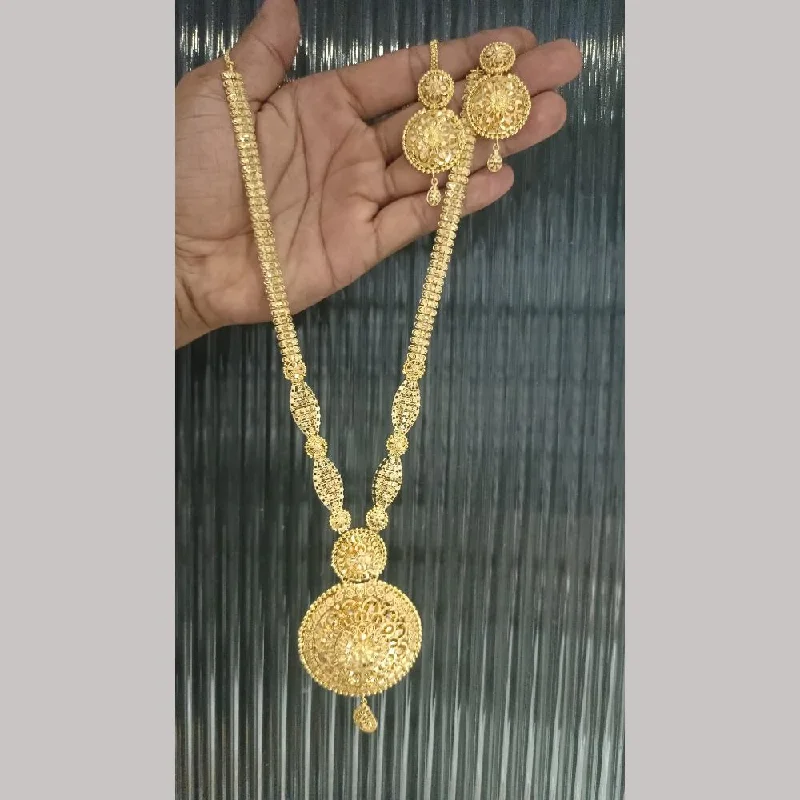 Custom Gold Pendant Necklace-Pari Art Jewellery Forming Long Necklace Set