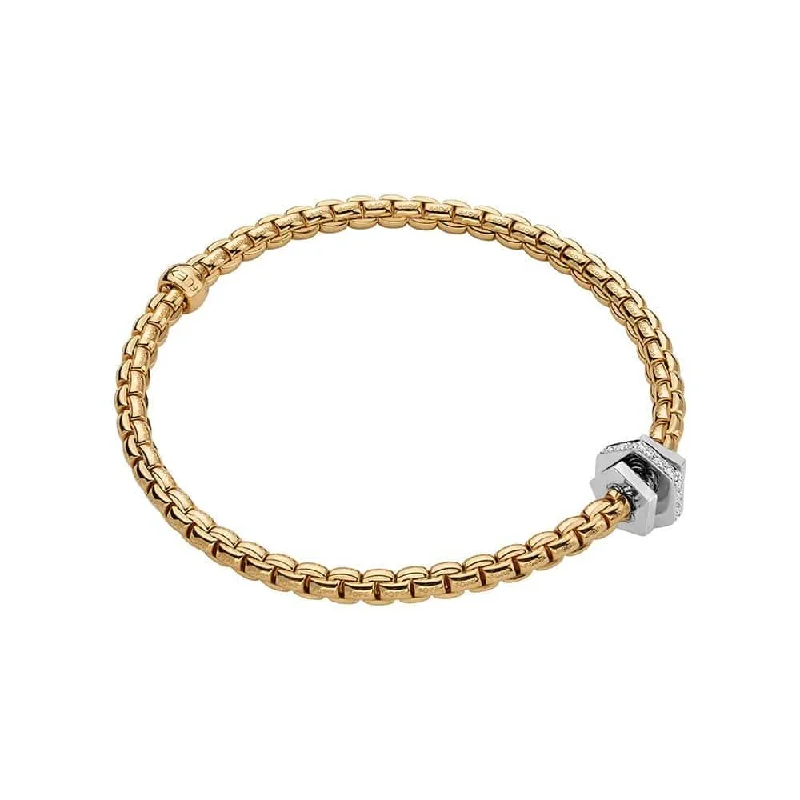 Personalized Friendship Bracelets-Eka 18ct Yellow Gold Bracelet With Geometric Diamond Set Rondels