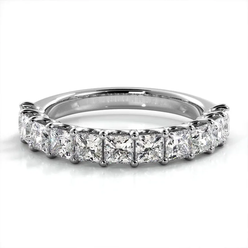 Custom Diamond Wedding Ring-1.71 ct Princess Diamond Wedding Band