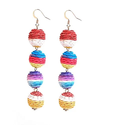 Double Hoop Earrings-Sexy Sparkles Bon Bon Thread Ball Dangle Earrings Lantern Ball Fashion Earrings