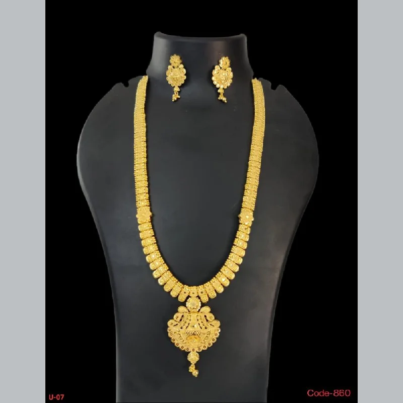 High-End Gold Necklace-Pari Art Jewellery Forming Long Necklace Set