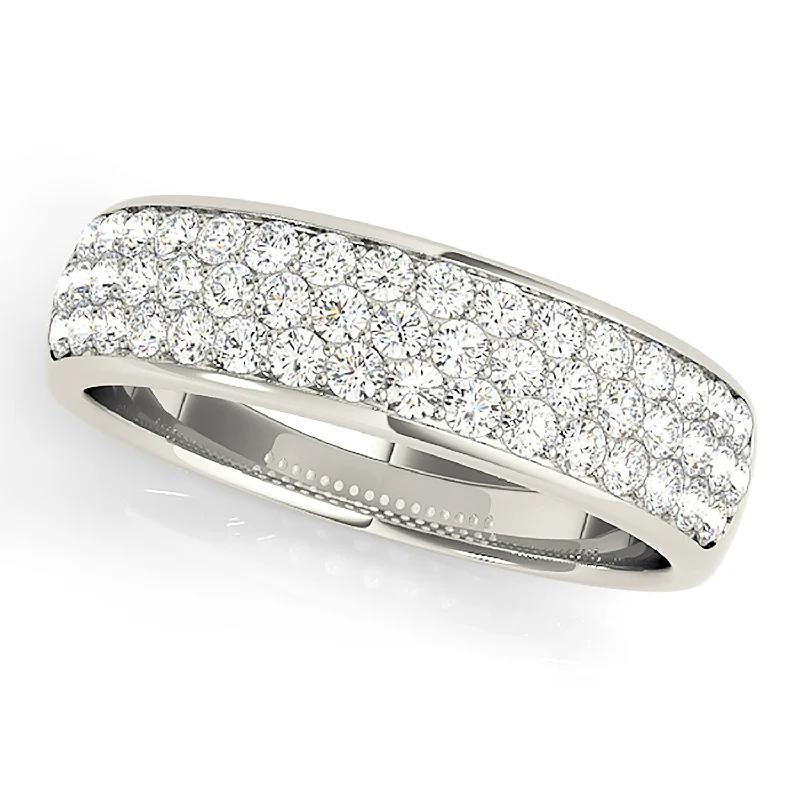 Modern Wedding Ring Set-Triple Row 0.70 ctw. Round Diamond Wedding Band