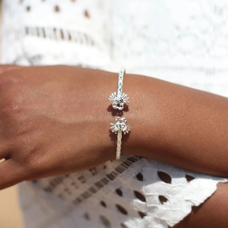 Gold Bangles with Rubies-Extra Light  Bangle with Crab Cancer Zodiac and Calypso Pattern