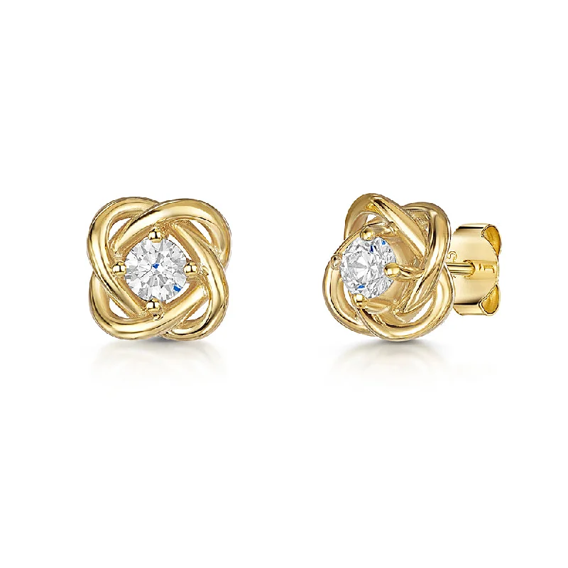 Dainty Silver Earrings-Jools Gold Vermeil Cubic Zirconia Woven Stud Earrings