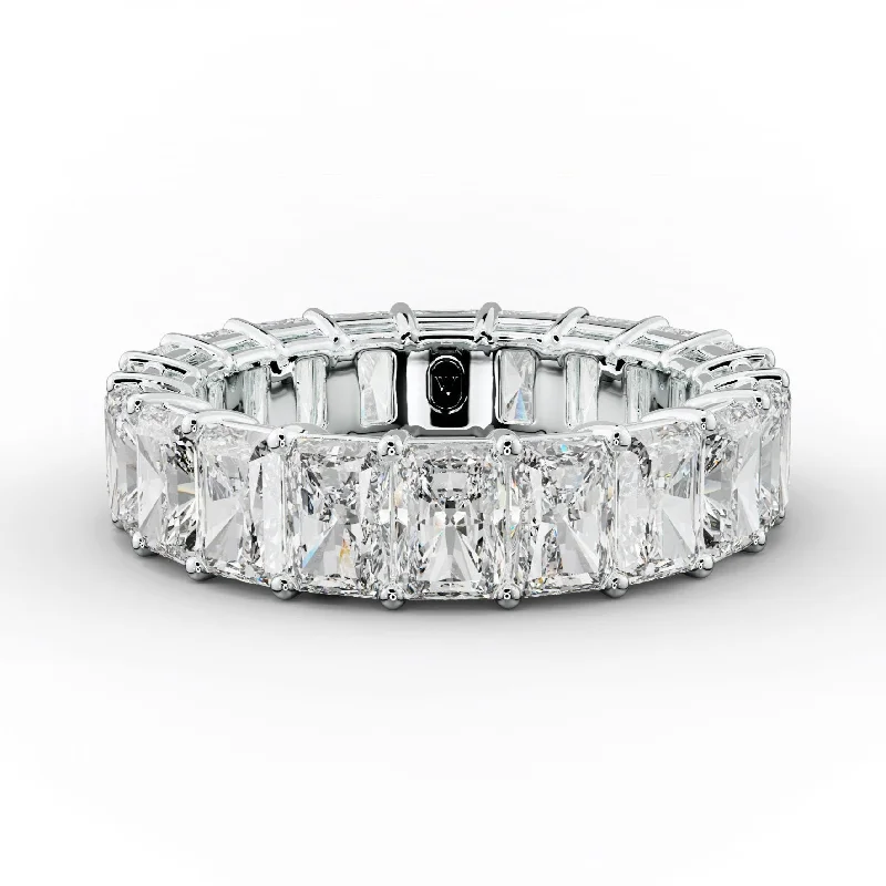 Unique Men's Ring-7.0 Carat Radiant Cut Diamond Eternity Band Shared Prong