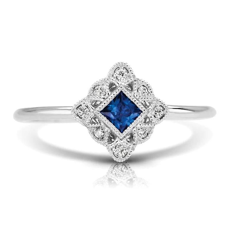 Unique Statement Ring-Vintage Inspired 0.15 ct. Natural Blue Sapphire Ring