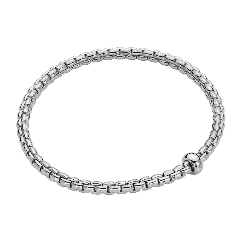 Stackable Silver Bracelets-Eka 18ct White Gold Single Diamond Set Bracelet