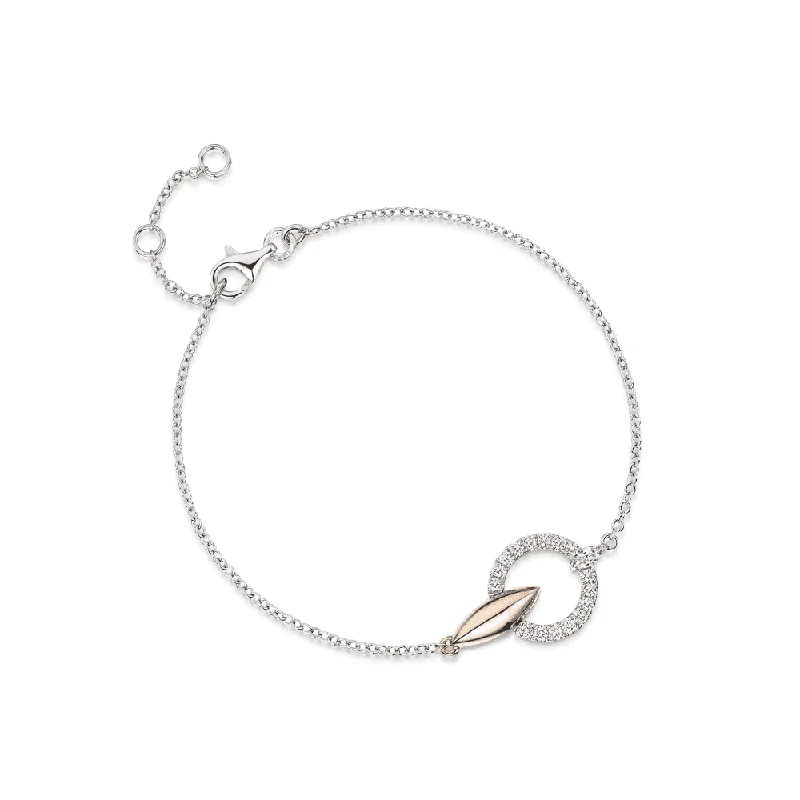 Adjustable Charm Bracelets-The Origin Collection 18ct White & Rose Gold Diamond Circle and Marquise Bracelet