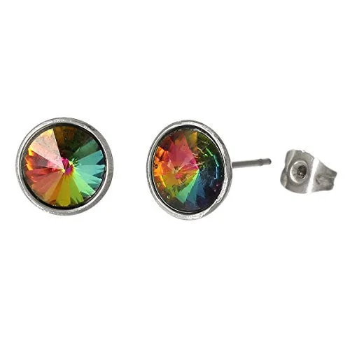 Artistic Wire Earrings-Multi  Stainless Steel Post Stud Earrings with  Rhinestone