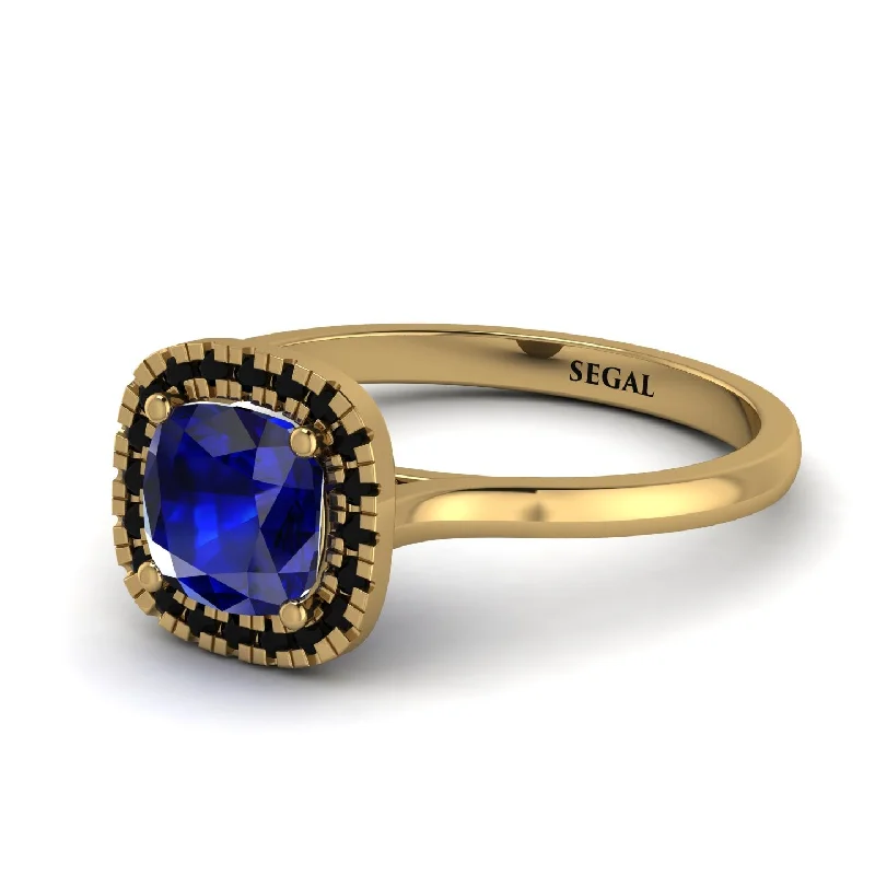 Simple Promise Ring-Vintage Classic Halo Cushion Sapphire Ring - Skylar No. 43