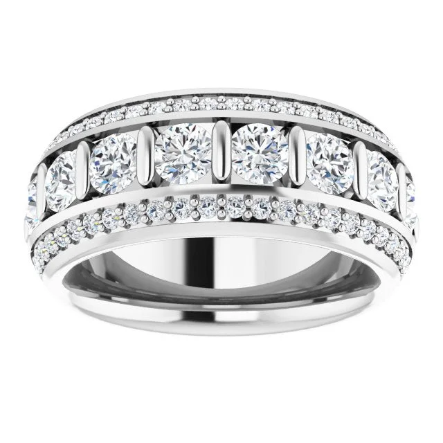 Classic Wedding Ring Set-2.17 ct. Round Diamond Eternity Band Triple Row Diamond Ring