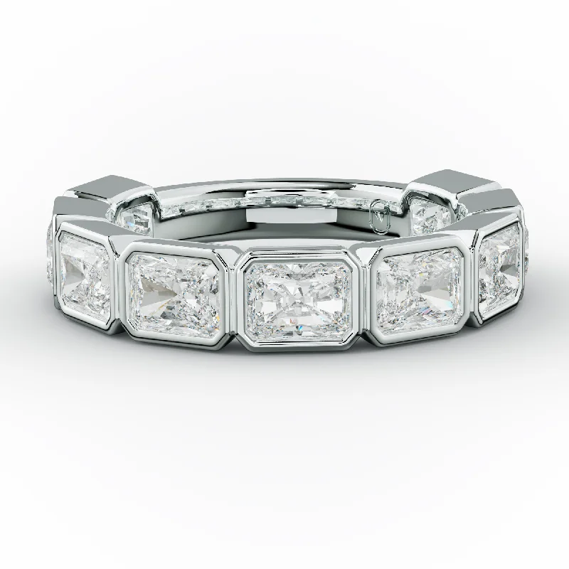 Custom Name Ring-3.0 Carat East West Radiant Cut Bezel Set Diamond Anniversary Band