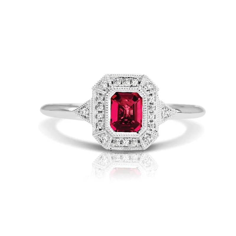 Custom Stone Ring-Vintage Inspired 0.50 ct. Natural Ruby Ring With Diamonds