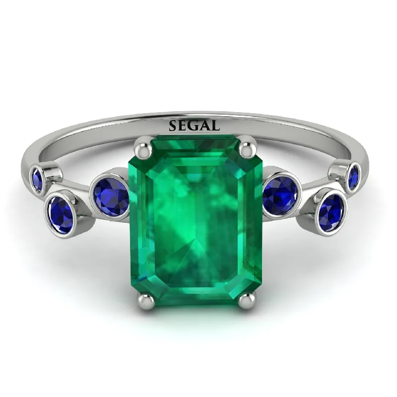 Adjustable Gold Ring-Emerald Cut Emerald Ring With Bezel - Alina No. 66