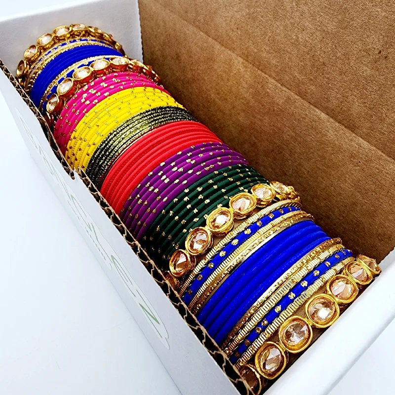 Sparkling Silver Bangle Set-Radhya Bangle Box