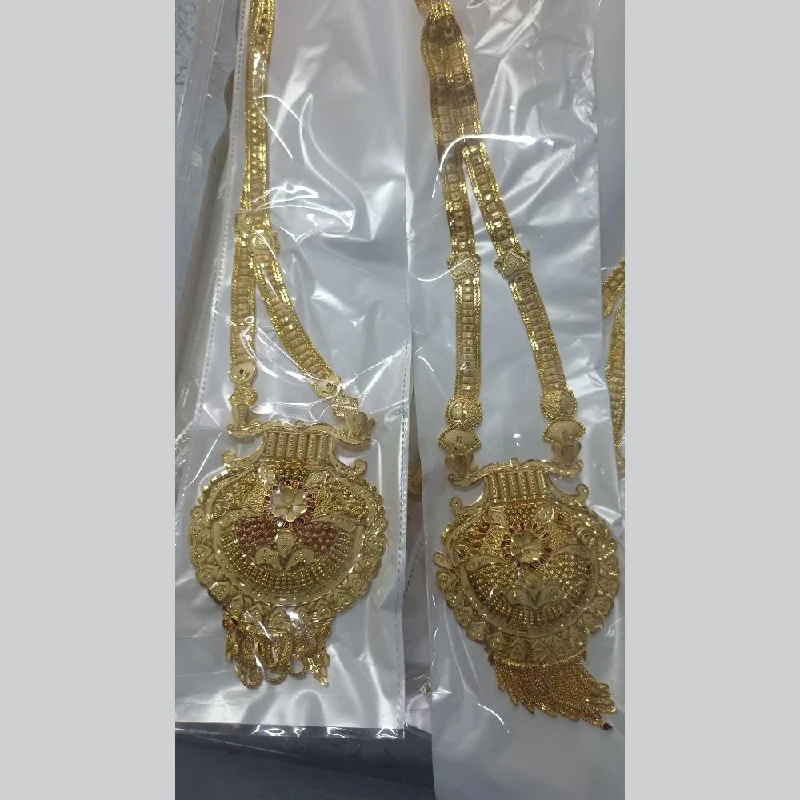 High-End Gold Necklace-Pari Art Jewellery Forming Long Necklace Set (1 Piece Only)