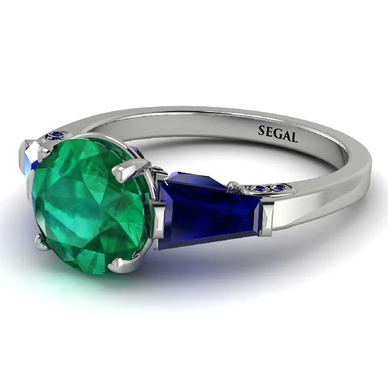 Custom Silver Engagement Ring-Glamorous Custom Emerald Ring - Harley No. 66