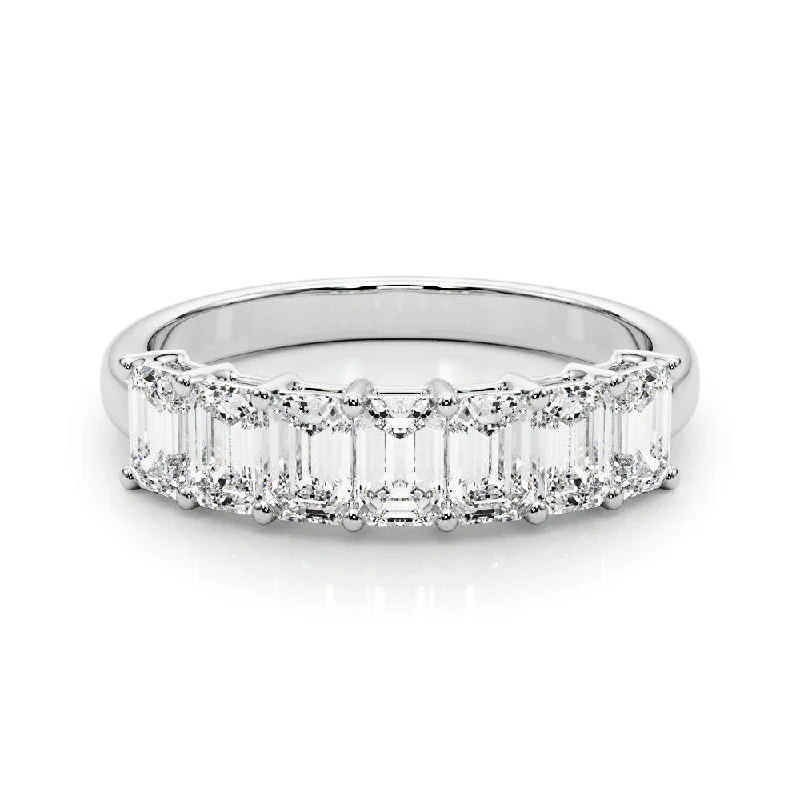 Classic Diamond Wedding Band-Seven Stone 2.0 ct. Emerald Cut Diamond Wedding Ring