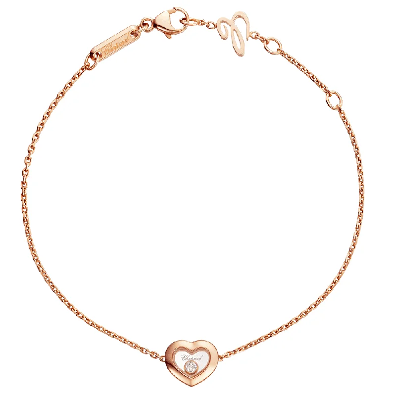 Elegant Charm Bracelets-Happy Diamonds Icons 18ct Rose Gold Heart Bracelet