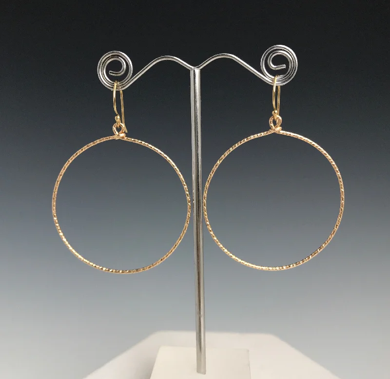 Elegant Cluster Earrings-Gold Textured Circle Earrings - XL