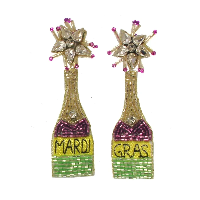 Colorful Pearl Earrings-Champagne Bottle Earrings, 3"