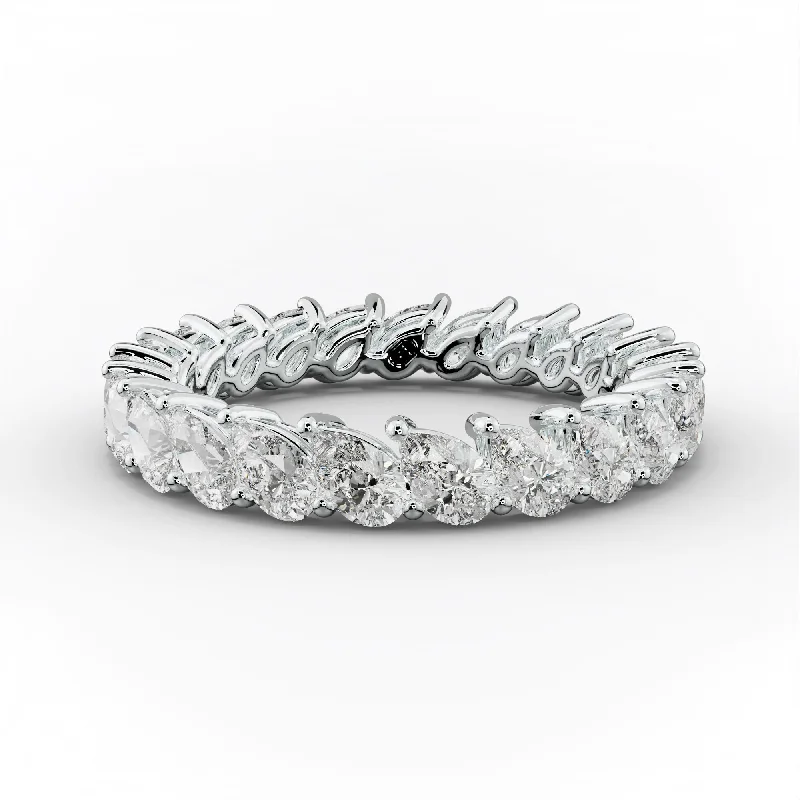 Boho Wedding Ring-2.0 Carat Slanted Pear Shape Diamond Eternity Band