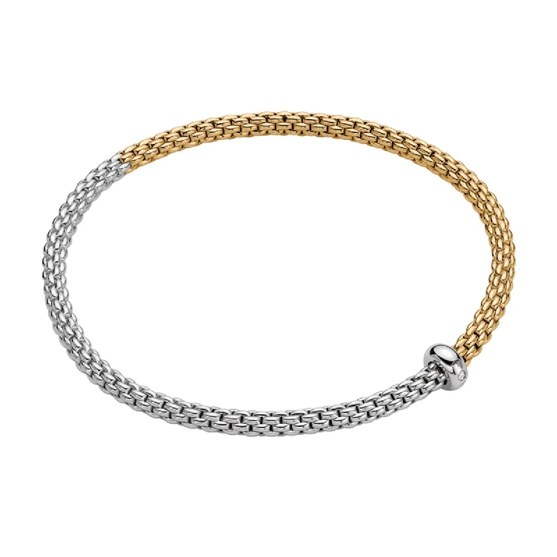 Gemstone Link Bracelets-Prima 18ct Yellow & White Gold Bracelet With Single Diamond Rondel