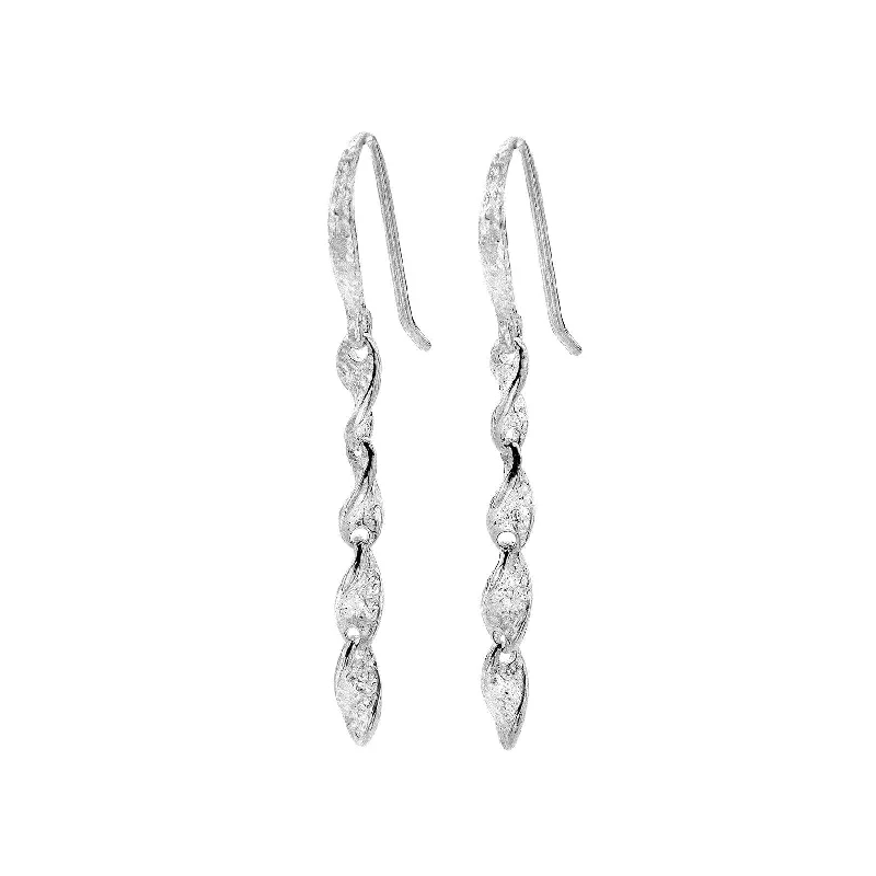 Gold Plated Earrings-Sea Gems Silver Hammered Twist Earrings