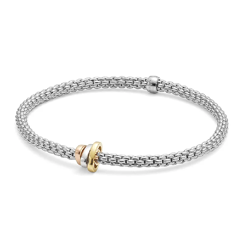 Personalized Diamond Bracelets-Prima 18ct White Gold Bracelet With Multi-Tone Rondels